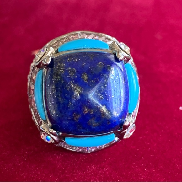 NWT Lapis Lazuli, Turquoise, Pink Zirconia, & White CZ Ring - Picture 6 of 15